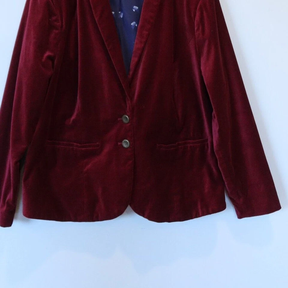 MODCLOTH burgundy red velvet blazer 2X button classic holiday formal chic party - Image 2 of 4