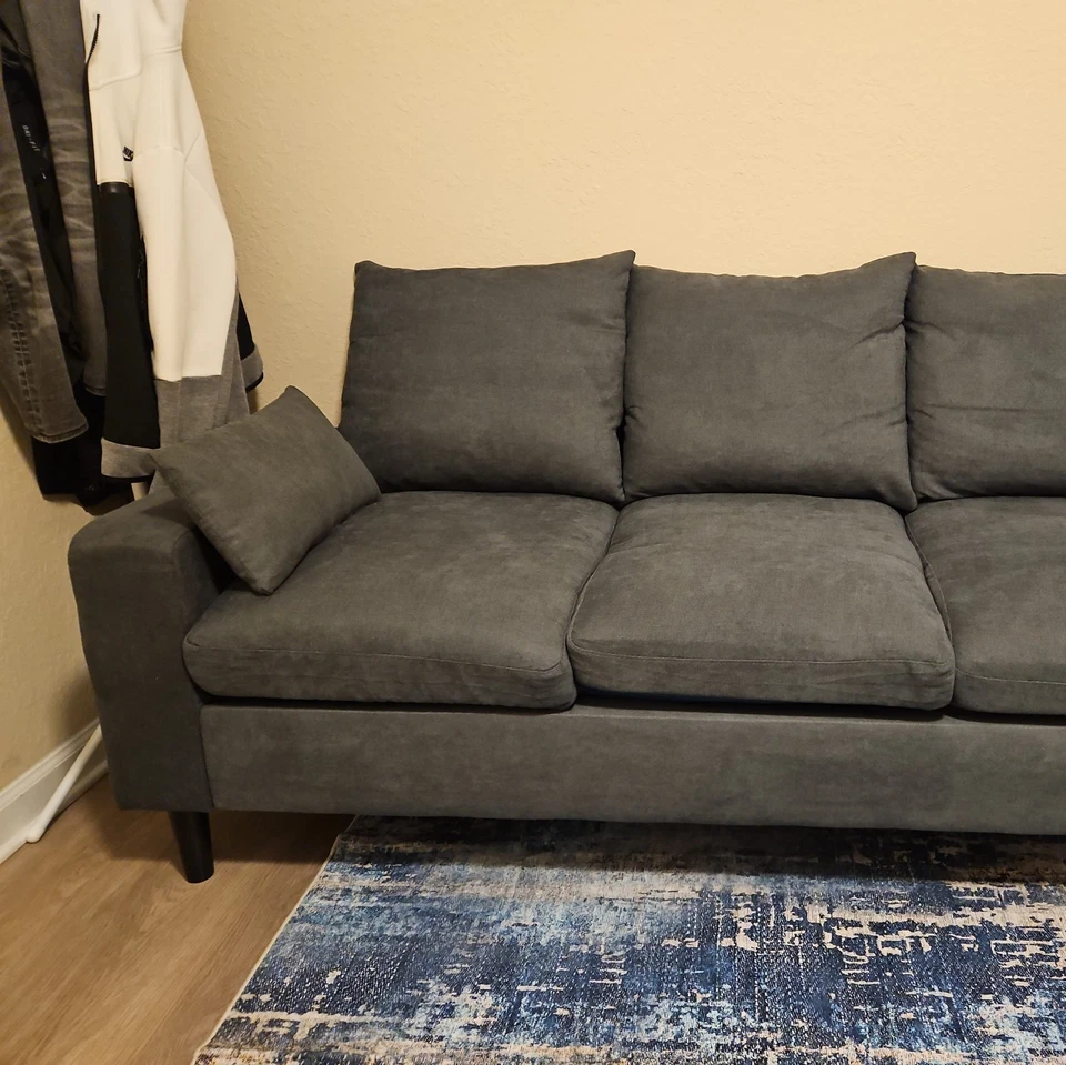 Juego de sofá de tela seccional reversible en forma de L sofá convertible sala de estar Foto 2 de 4