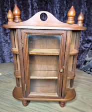 Vintage Wooden Curio Cabinet Case Wall Mount/Free Standing for Thimbles