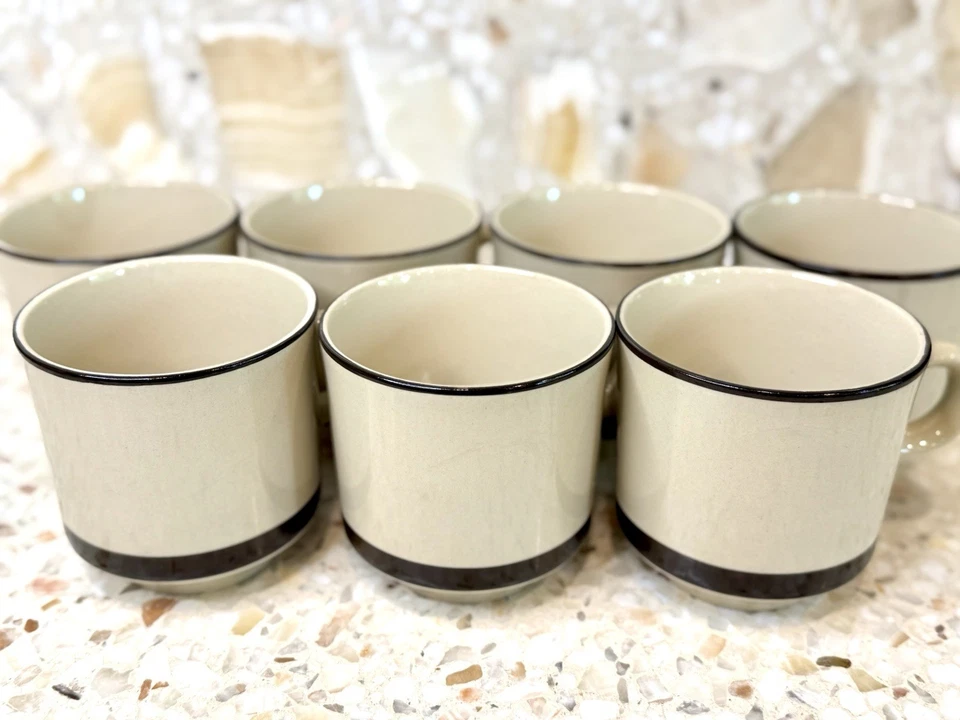 Vtg Freezer to Oven Stoneware Mug set of 6 Japan Brown Tan Sears Sahara cup tea - Image 4 of 4