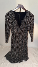 Tommy Hilfiger Women's Black White Polka Dot Ruffle Casual Wrap Dress Sz 8 (M10)