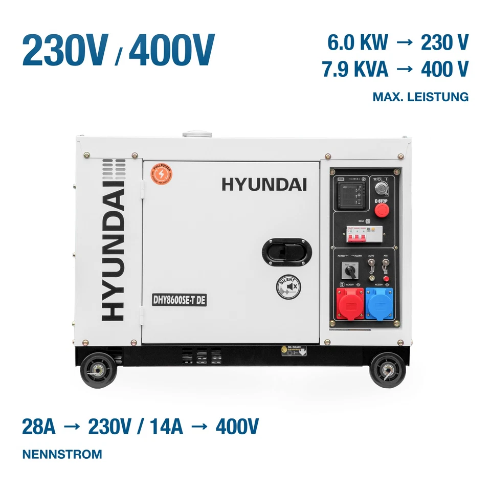 HYUNDAI Diesel Generator DHY8600SE-T D, Not-Stromaggregat, Stromerzeuger - Bild 3 von 4