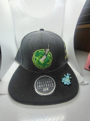 NWT Men's Bioworld Rick And Morty Peace Among Worlds Snap Back Hat With RARE PIN