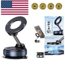 Vacuum Magnetic Phone Holder, 360° Adjustable Magnetic Car Mount, Foldable Po...