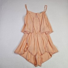 Lovers Friends June Romper M Embroidered Trim Sleeveless Peach Summer Coastal