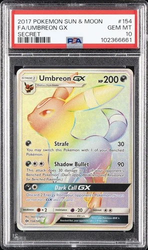 2017 POKEMON SUN & MOON SECRET #154 FULL ART/UMBREON GX PSA 10