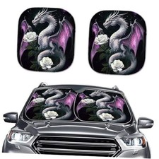 Auto Windshield for Cars,Trcusk,Vehicle Decorative for Women White Dragon Rose