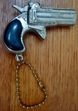 Vintage Miniature Toy Derringer Pistol Key Chain Made in Hong Kong