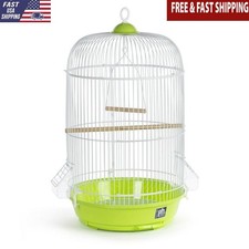 Classic Round Bird Cage Green 16 In High Finch Parakeet Swing Perch Cups Hook