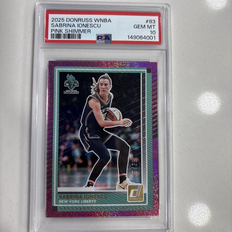 2025 Panini Donruss WNBA Sabrina Ionescu #83 Pink Shimmer 08/25 psa 10