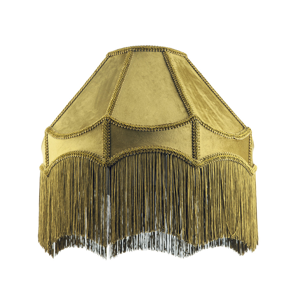 Traditional Victorian Empire 40cm Shade in Olive Green with Tassels by Happy ...