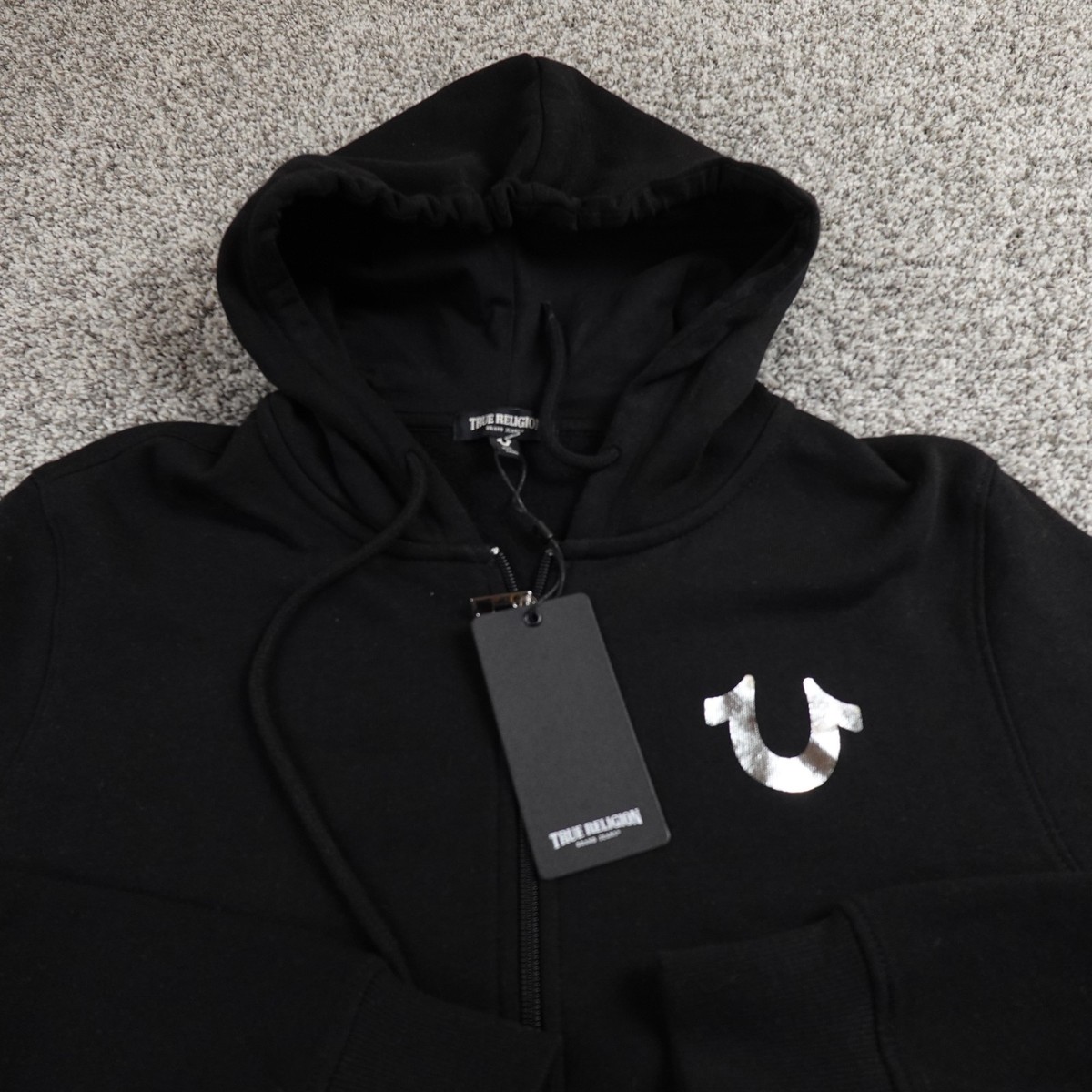 TRUE RELIGION ブラック パーカー S/P NEW True Religion Hoodie Mens S Black Buddha Full Zip Sweatshirt