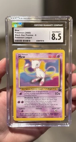MEW Non-Holo Black Star Promo Pokemon League #8 Pokemon (2000) CGC 8.5 NM-MINT+