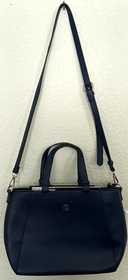 Cartera/bolso de hombro Christian Lacroix de cuero azul marino. Herrajes en tono plateado. Foto 4 de 4