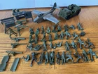 Vintage 1950s Marx Soldier Playset lot: 45mm Soldiers, Acs., Jeep, & Banshee Jet