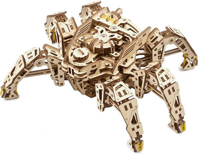 Mechanical 6-Leg Hexapod Robot Wooden 3D Puzzle, Self-Propelled Crawler Kit