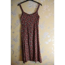 ZARA Red & Black Floral Midi Slip Dress – Size M (Made in Turkey)