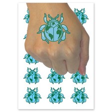 Travel Bug World Globe Beetle Temporary Tattoo Fake Body Art