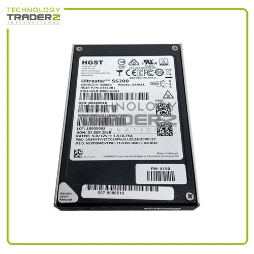 SDLL1DLR-800G-CDA1 HGST Ultrastar SS200 800GB SAS 12Gbps 2.5" SSD 007-9988510