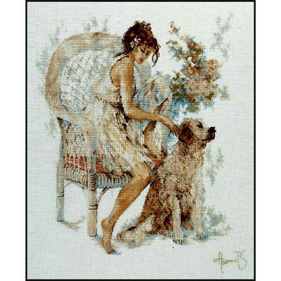 Lanarte Kreuzstichset ''Mädchen mit Hund'', Zählmuster PN-0007951