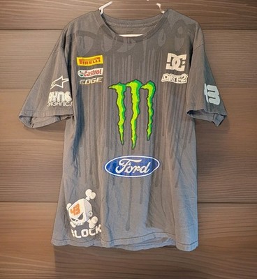 DC Shoes Ken Block 43 Monster Ford Rally Team Short Sleeve T-Shirt Grey Lrg Y2K
