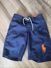 Ralph Lauren Polo swim trunks boys 8 beach pool summer navy orange blue small