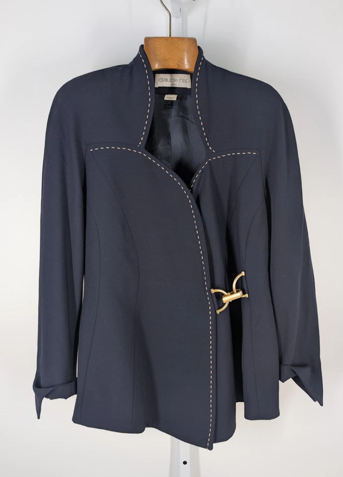 Claude Rap Vintage 80s 90s Hardware Clasp Geometric Cuff Power Blazer Jacket 38" - Image 2 of 4