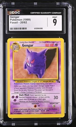CGC 9 MINT Gengar 1999 Fossil 20/62 Pokemon Card