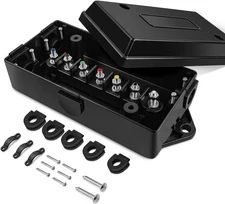 Nilight - 50048R 7 Way Electrical Trailer Junction Box 7 Gang Trailer Wire