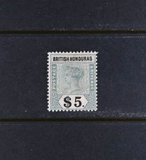 British Honduras Scott # 57 VF OG hinged/HR $5 Colony Stamp Cat $325