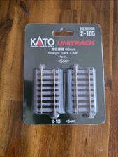 HO SCALE Model Railroad STRAIGHT TRACK 60mm 2 3/8" (4 pc) Kato 2-105 New l30#