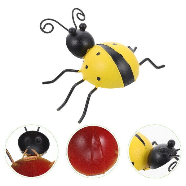 3 piezas Simulación Ladybug Adornos Hierro Ladybug Jardín Patio Decoraciones Hogar