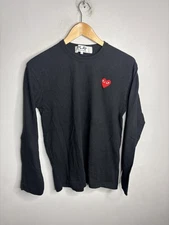 Comme Des Garcons Play Shirt Mens Large Black Long Sleeve Heart Logo AZ-T118
