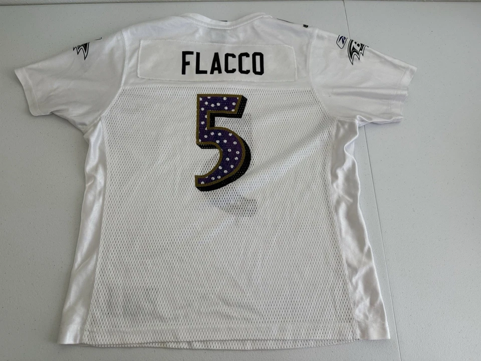 Camiseta de los Baltimore Ravens de la NFL #5 Joe Flacco para mujer talla L usada en excelente estado Foto 4 de 4