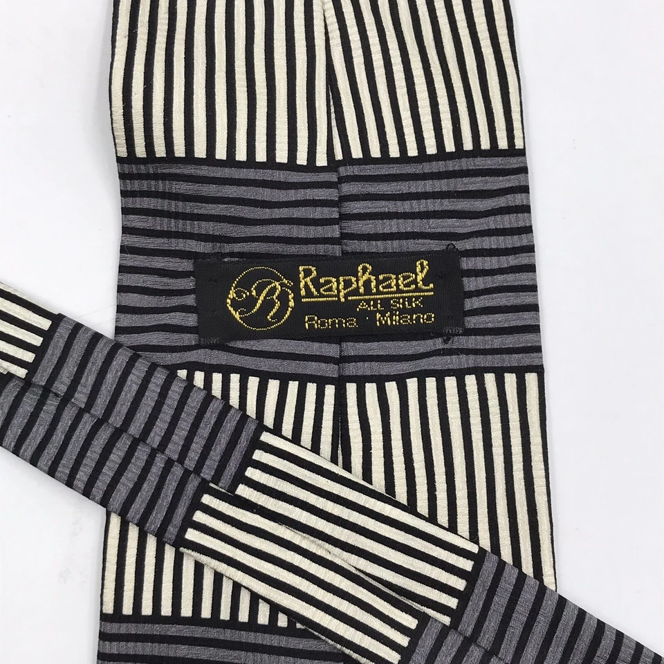 Corbata Raphael 100 % seda - Corbata a rayas Roma Milano - Hecha a mano Foto 3 de 4