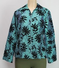 Jerry. T Women's Lightweight Jacket Long Sleeve Floral Green/black Size M