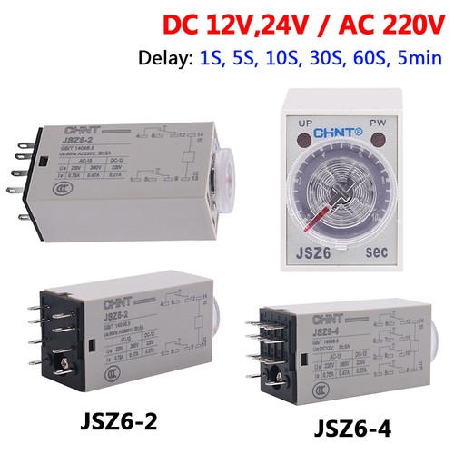 AC 220V DC 12V/24V Time Delay Relays 1/5/10/30/60S 5Min JSZ6-2 8PIN JSZ6-4 14PIN - Picture 1 of 12