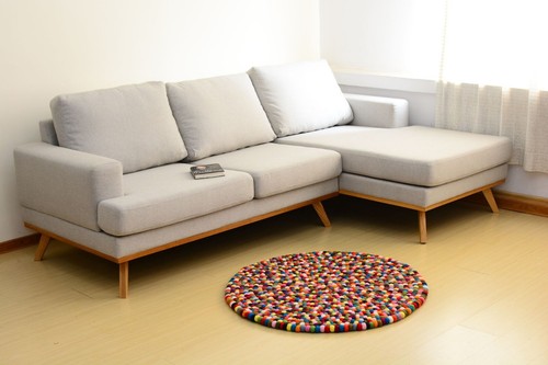 Premium Handmade Multicolor Round Felt Ball Rug - Wool Felt Rainbow Rug 30-300cm - Picture 20 of 21