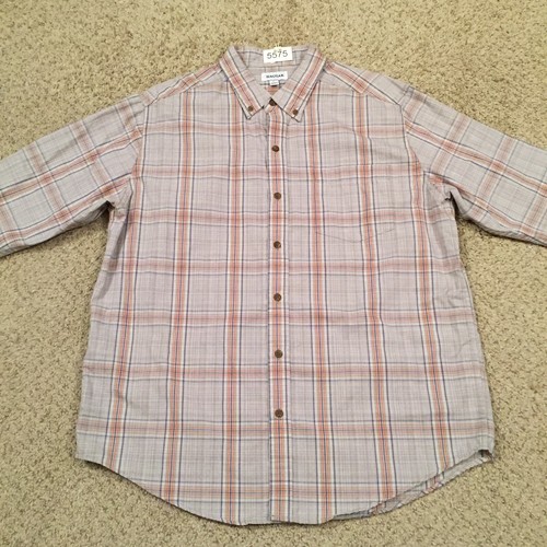 Haggar Shirt Mens Large Gray Plaid Long Sleeve Button Down - Picture 5 of 12