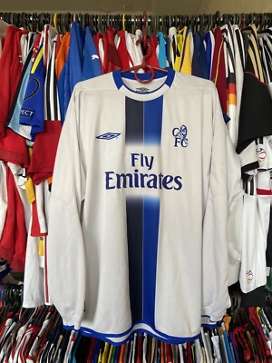 UMBRO Chelsea FC 長袖シャツ ホワイト CHELSEA 2003 2004 2005 AWAY SHIRT JERSEY LONG SLEEVE UMBRO sz 2XL
