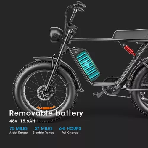 1000W Elektrofahrrad 48V 17.5Ah Fat Tire Mountainbike 20" Offroad E-Bike Moped - Bild 4 von 26