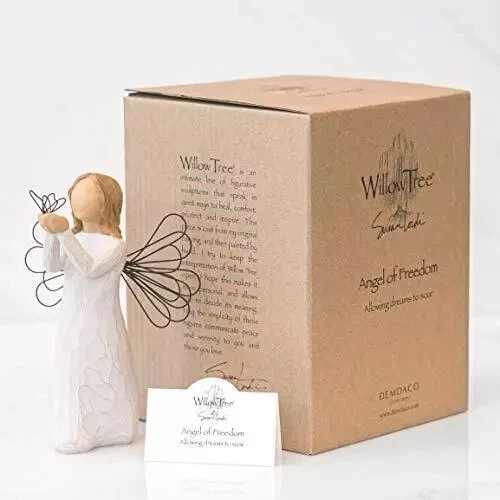 Willow Tree Messenger Figurine - Hand-Painted Resin Sculpture, 5.5" Tall, Cardinal On Shoulder, Gift Of Comfort