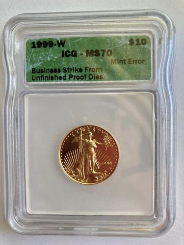 1999-W $10 1/4 oz American Gold Eagle ICG MS 70 (Unfinished Proof Dies)