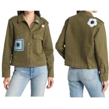 Rails Women Tuli Organic Cotton Floral Blend Utility Olive Embroidered Jacket Xl