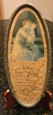 1930’s Oval Metal 8” Framed MOTHER LOVE POEM & Harold Brett PRINT Under Glass
