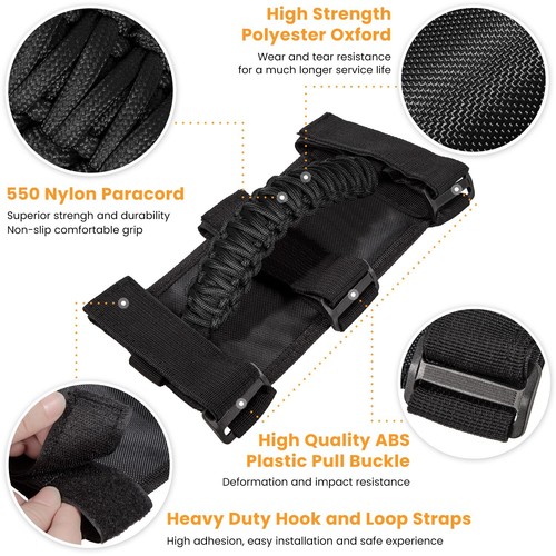 4 x Roll Bar Grab Handles Grip Handle for Jeep Wrangler YJ TJ JK JL Gladiator JT - Foto 3 di 9