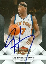 Al Harrington autographed Basketball Card (Knicks) 2009 Panini Threads #35