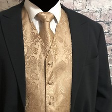 Mocha Tan XS to 6XL Paisley Tuxedo Suit Dress Vest Waistcoat  Neck tie wedding