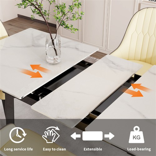 Extra Large Extending Dining Table Strong Marble Kitchen Table Scratch-proof Top - Picture 50 of 58