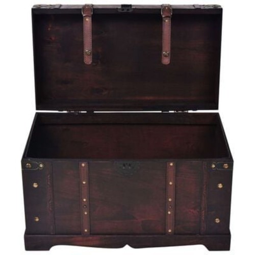 Armario de almacenamiento vintage Treasure cofre madera marrón caja baúl vidaXL - Imagen 4 de 9